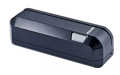 Front. Bostitch - Electric Desktop Rectangle 3-Hole Punch, 20 Sheet Capacity - Black.