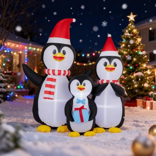 Alt View 9. Winado - Christmas Penguin Family Inflatable 6FT with Built-in LED Light Blow Up for Outdoor Yard Party Holiday Party Decorations - Multicolor.