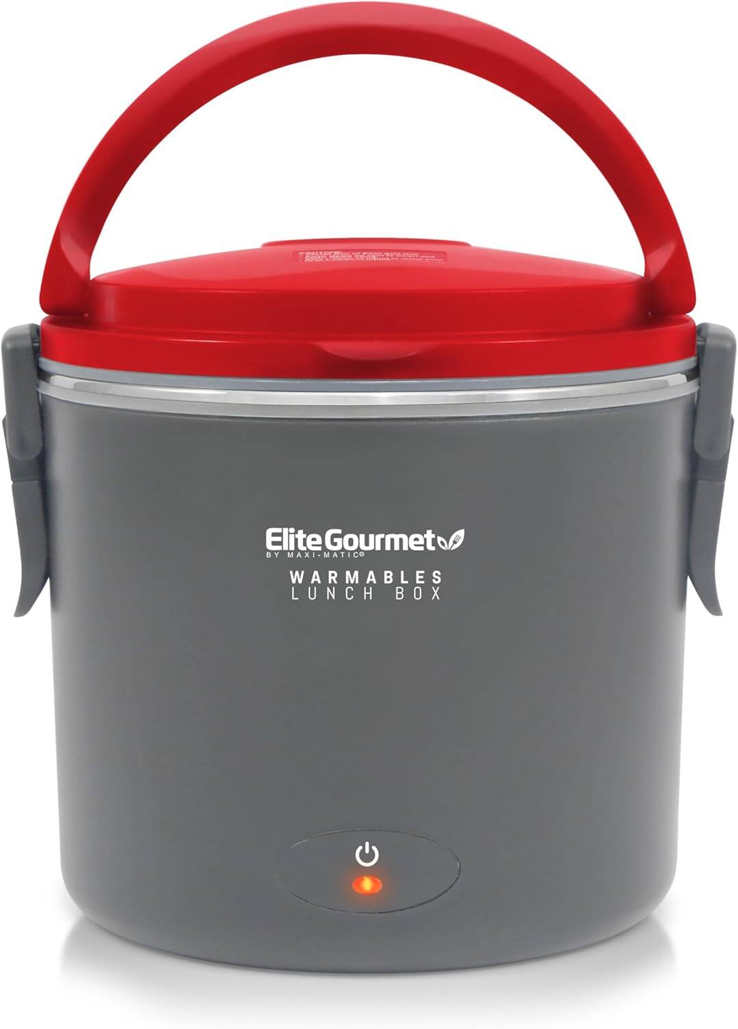 RTMB - Elite Gourmet 32oz Electric Lunch Box with Stainless Steel Pot, Grey/Red - Grey Red
