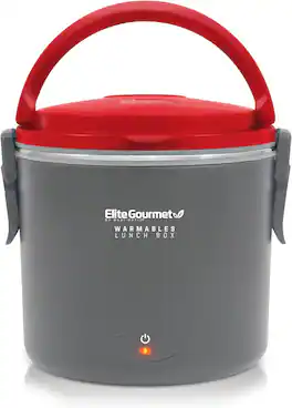 RTMB - Elite Gourmet 32oz Electric Lunch Box with Stainless Steel Pot, Grey/Red - Grey Red