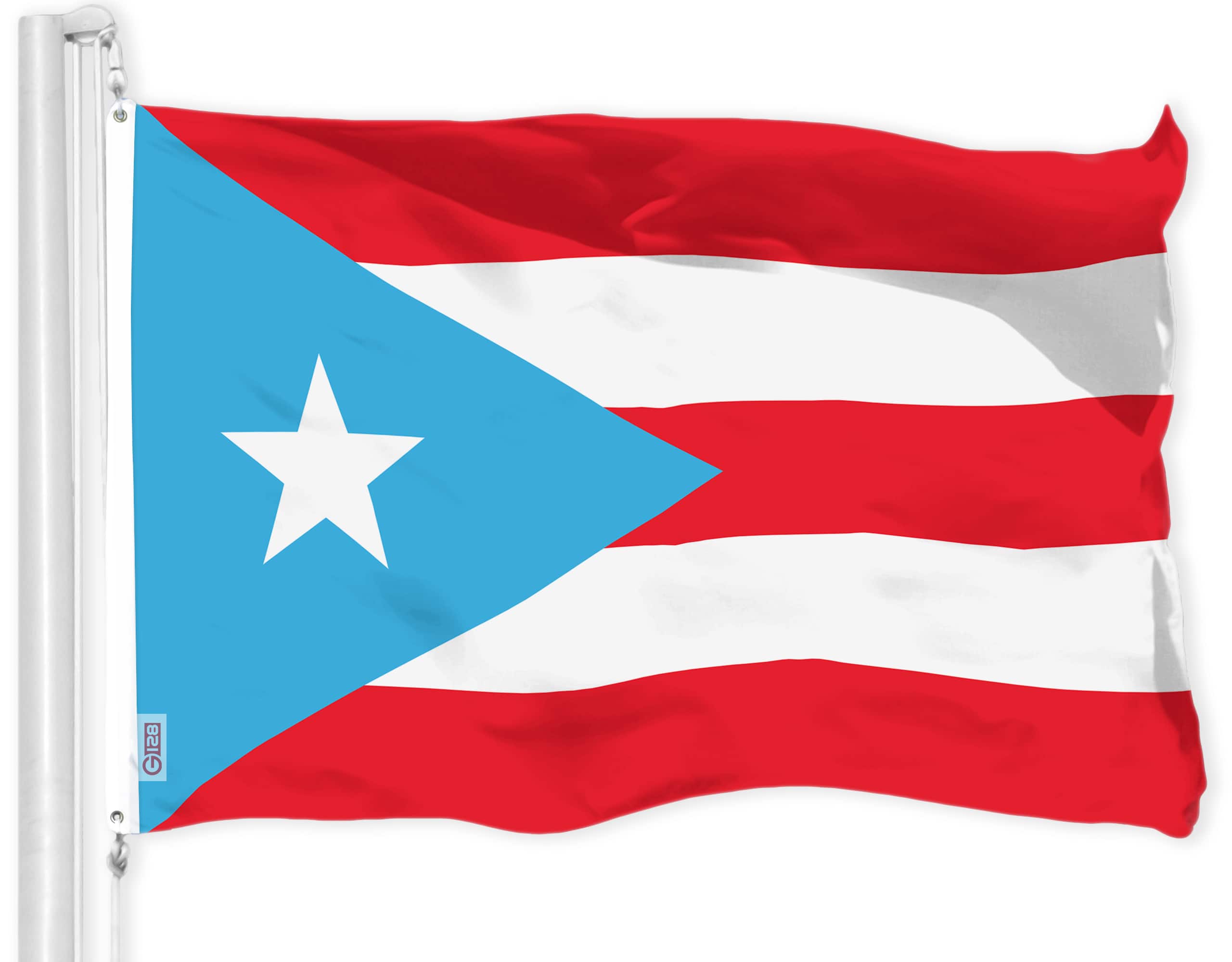 G128 - Puerto Rico Flag 3x5 Ft 150D Polyester Indoor/Outdoor - Light Blue