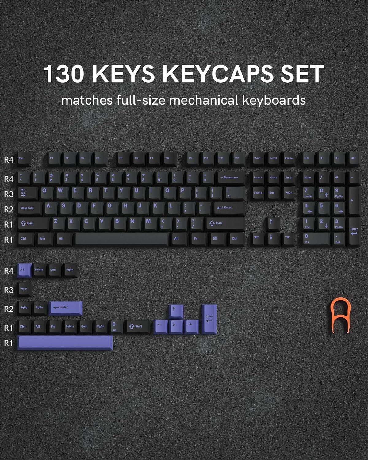 130 KEYS KEYCAPS SET  
matches full-size mechanical keyboards
