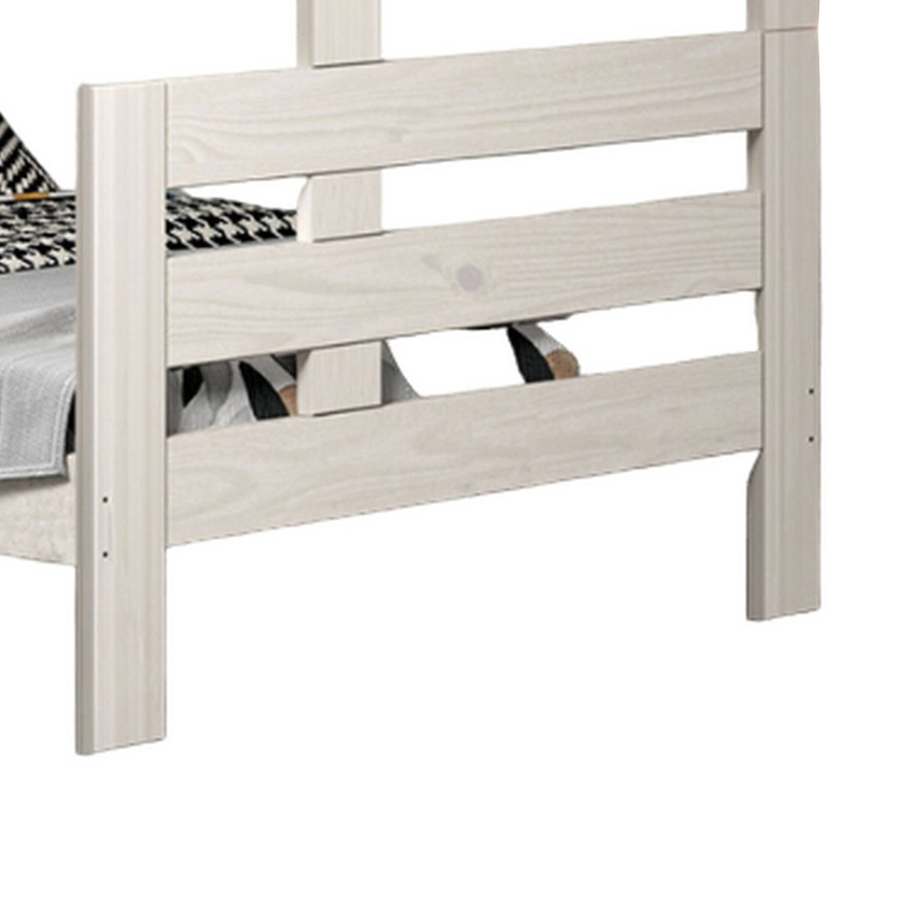 Alt View 2. Manhattan Lane - Damie Twin/Full Bunk Bed with Ladder, Brazilian Pine, White Solid Wood - White.