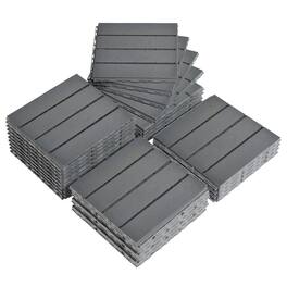 Resenkos - Plastic Deck Tiles, 27 Pack Of Interlocking Flooring, 11.8"x11.8" Water-Resistant Tiles - Dark Gray