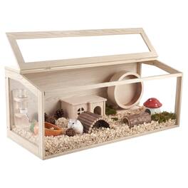 VEVOR - Wooden Hamster Cage 48"x20.1"x20.1" 270° Viewing Hamster Habitat, Chewproof Acrylic Small Animal Cage with Openable Top - Wood Grain