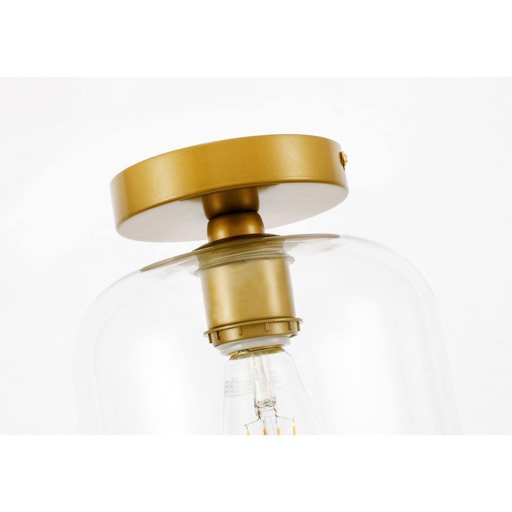 Back. Living District - Collier 1 light Brass and Clear glass Flush mount - Brass And Clear Glass.