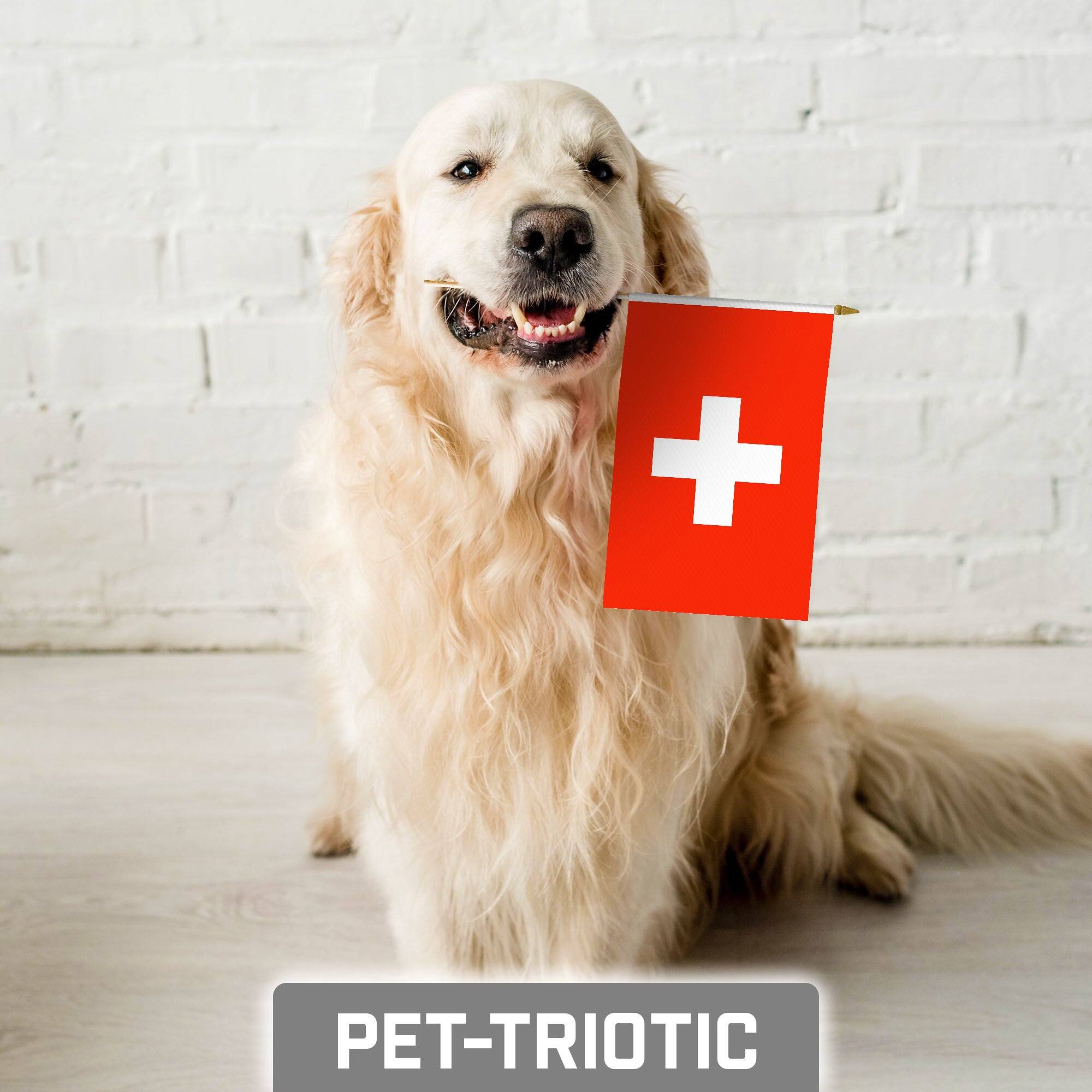 Alt View 3. G128 - Handheld Switzerland Stick Flags 8x12 Inch Printed 150D Polyester 10 Pack - Red.