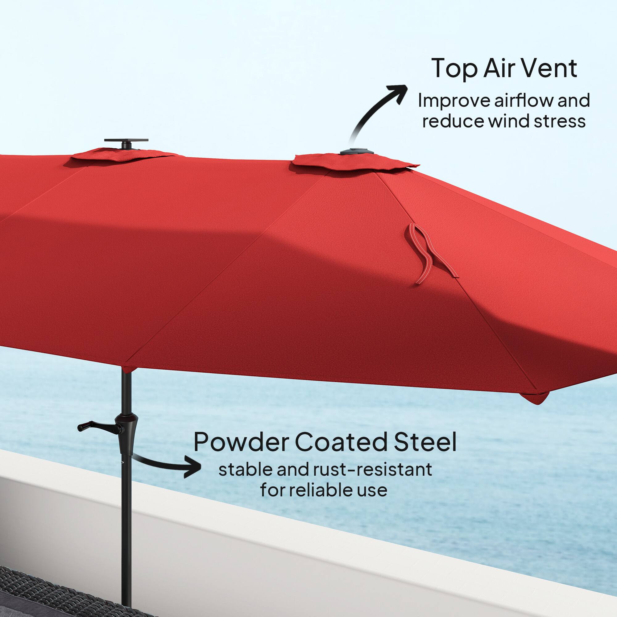 Top Air Vent Improve airflow and reduce wind stress
Powder Coated Steel stable and rust-resistant for reliable use