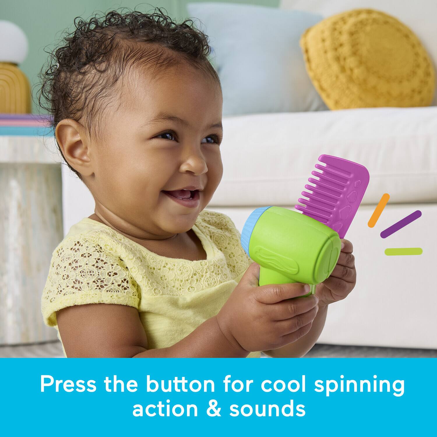 Press the button for cool spinning action & sounds
