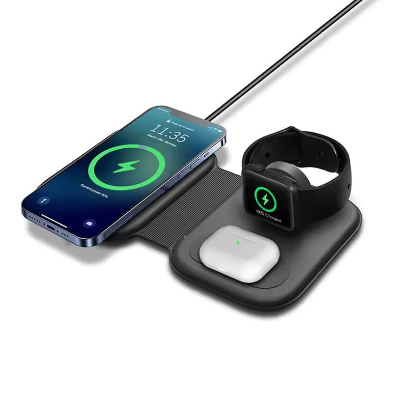 YONWAY - 3 In1 Dual Magnetic Wireless Charger For iPhone 14 Plus 13 12 Pro Max Mini 15W Fast Charging For AirPods Apple Watch