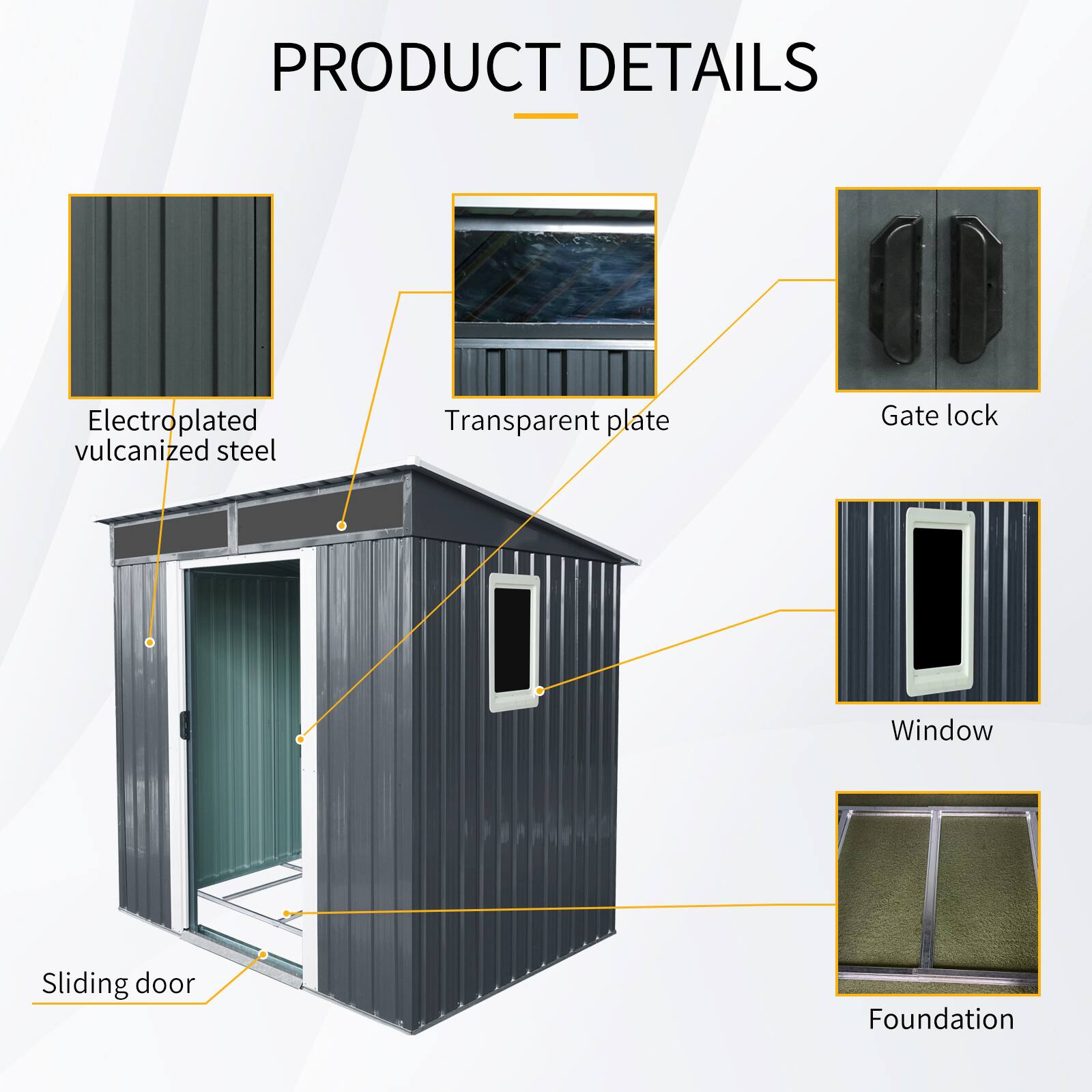 PRODUCT DETAILS

- Electroplated vulcanized steel
- Transparent plate
- Gate lock
- Window
- Sliding door
- Foundation