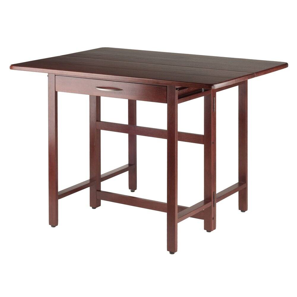 Angle. FurniFact - Walnut Folding Dining Table – Space-Saving Drop Leaf Table for Small Areas - Walnut.
