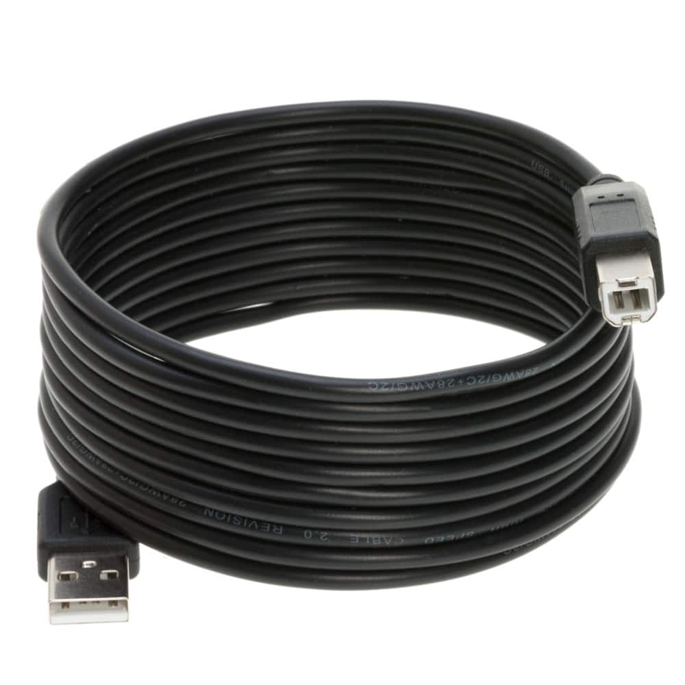 Cables Direct Online - USB 2.0 A-Male to B-Male Cable - 15ft, High-Speed Data Transfer for Printers, Scanners, External Hard Drives - Black