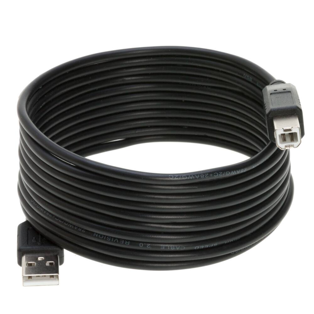 Cables Direct Online - USB 2.0 A-Male to B-Male Cable - 15ft, High-Speed Data Transfer for Printers, Scanners, External Hard Drives - Black