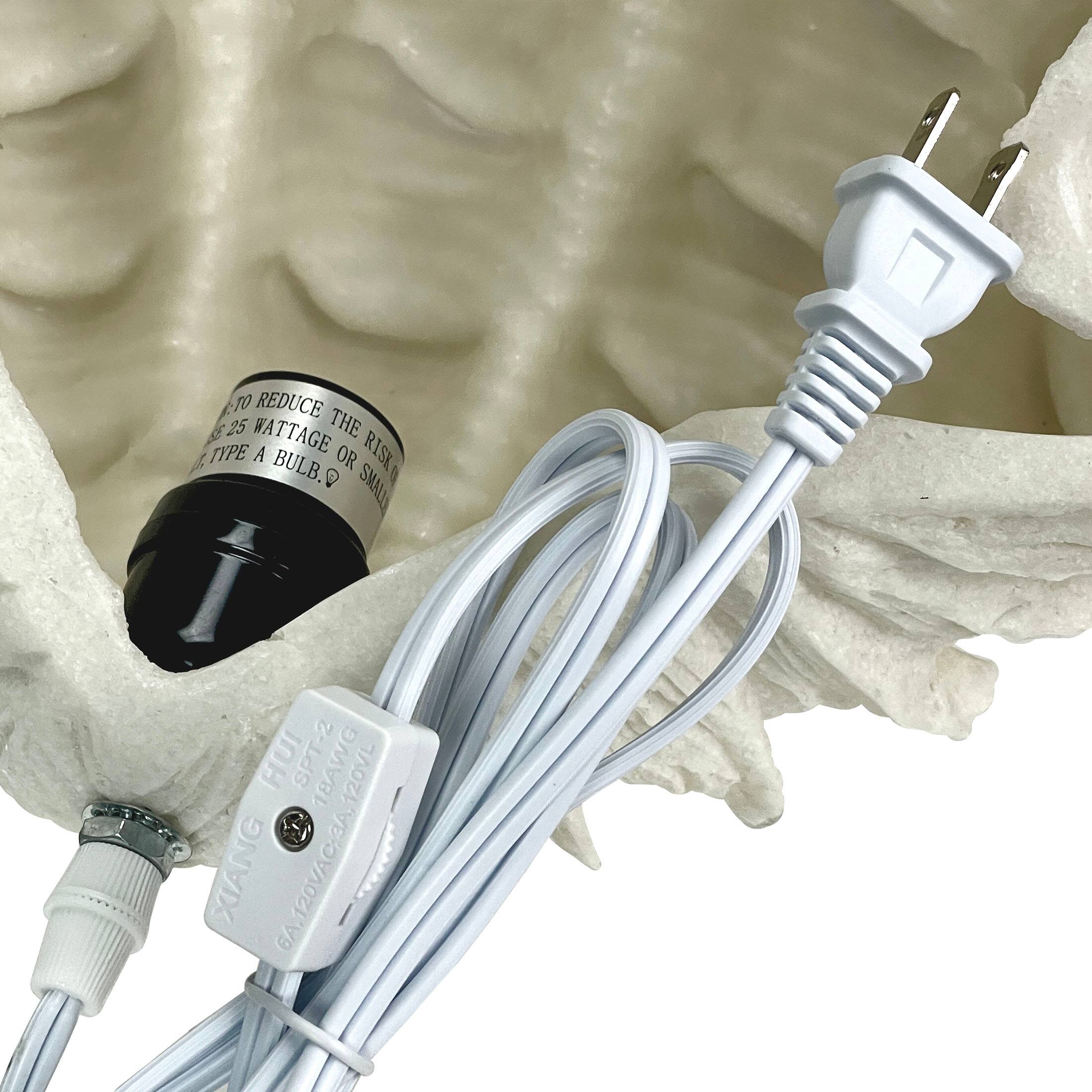 To reduce the risk of fire, use a bulb with 25 wattage or less. Type A bulb only.

HUI SPT-2 18AWG 120V 6A 120VAC; 3A, 120V