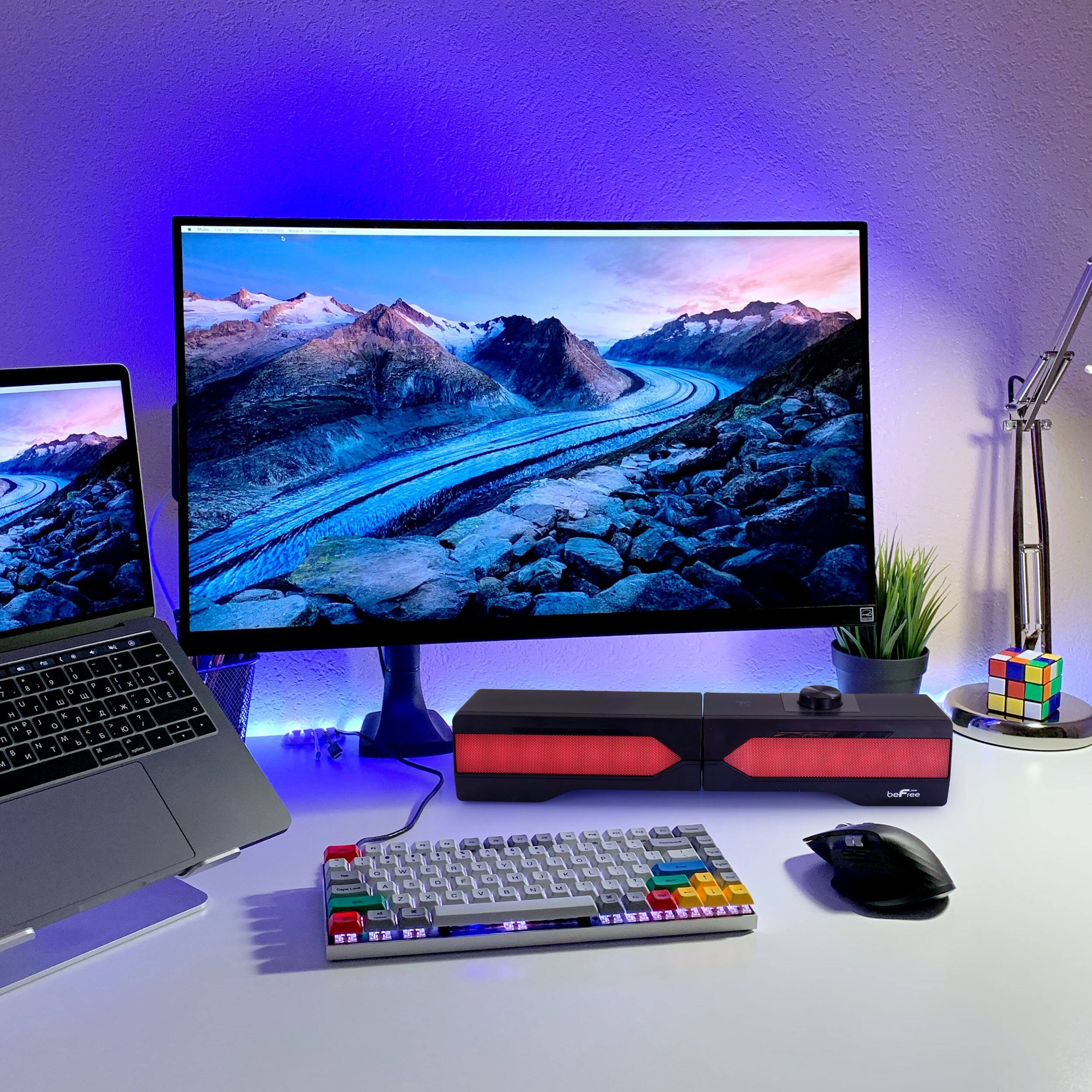 Alt View 4. beFree Sound - beFree Sound Gaming Dual Soundbar with RGB LED Lights - Black.