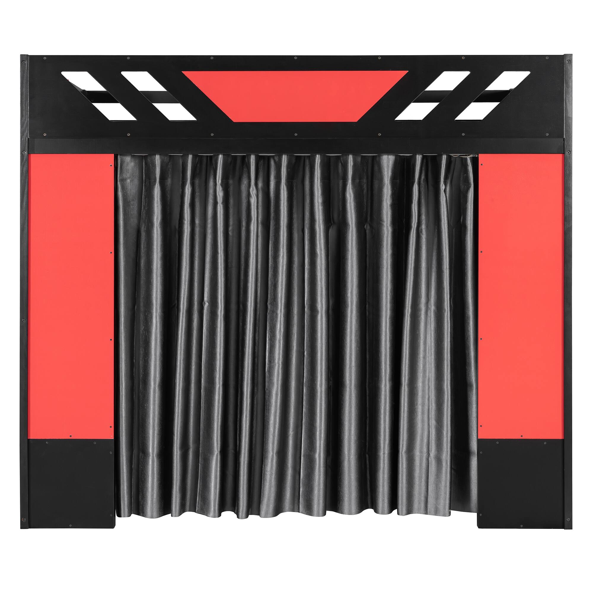 Alt View 1. Anysun - Full Size Wood Loft Bed with,Shelves,Blackout Curtains,and RGB Lights - Red.