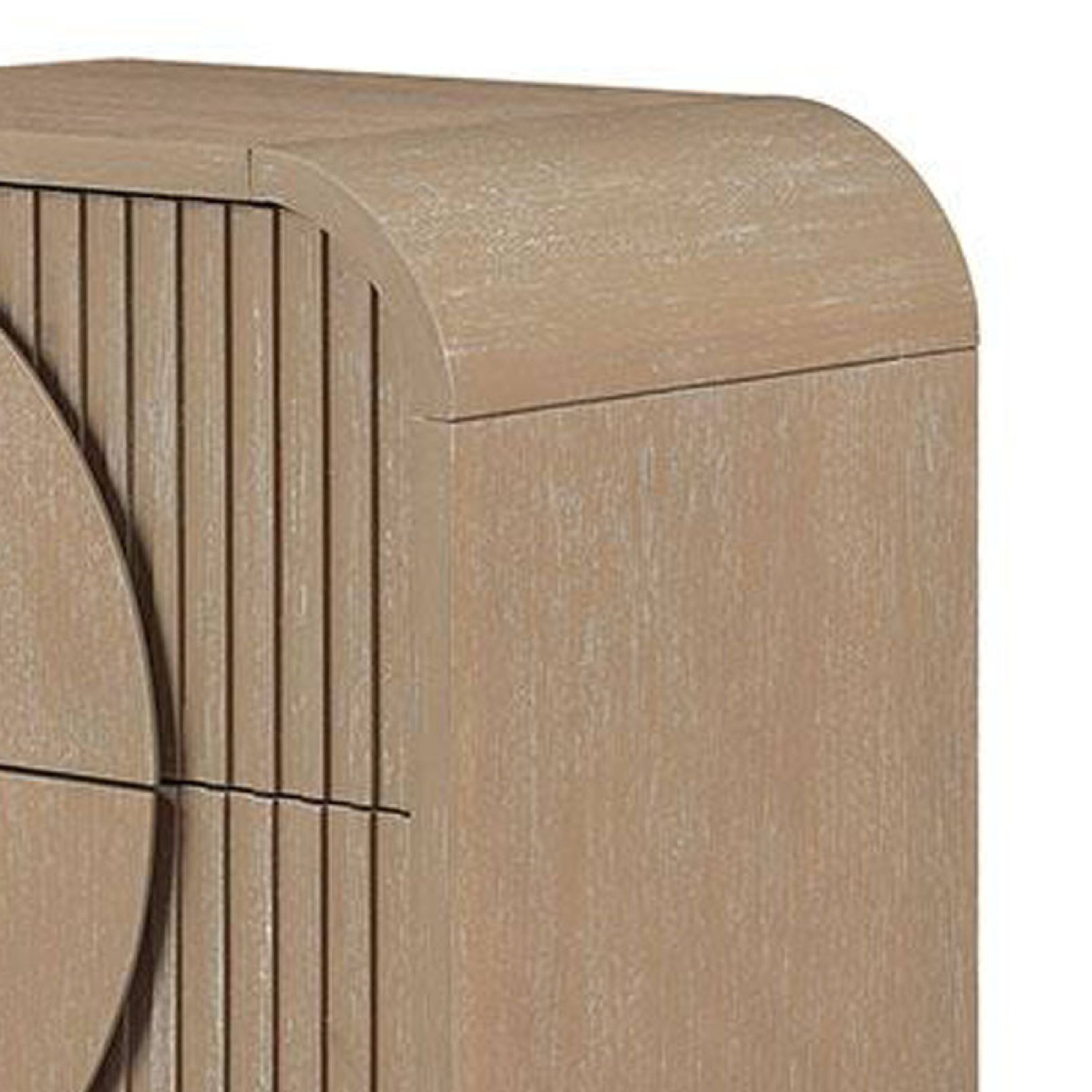 Alt View 2. Manhattan Lane - Tanya Nightstand with 2 Drawers, Reeded Panels - Natural Brown.