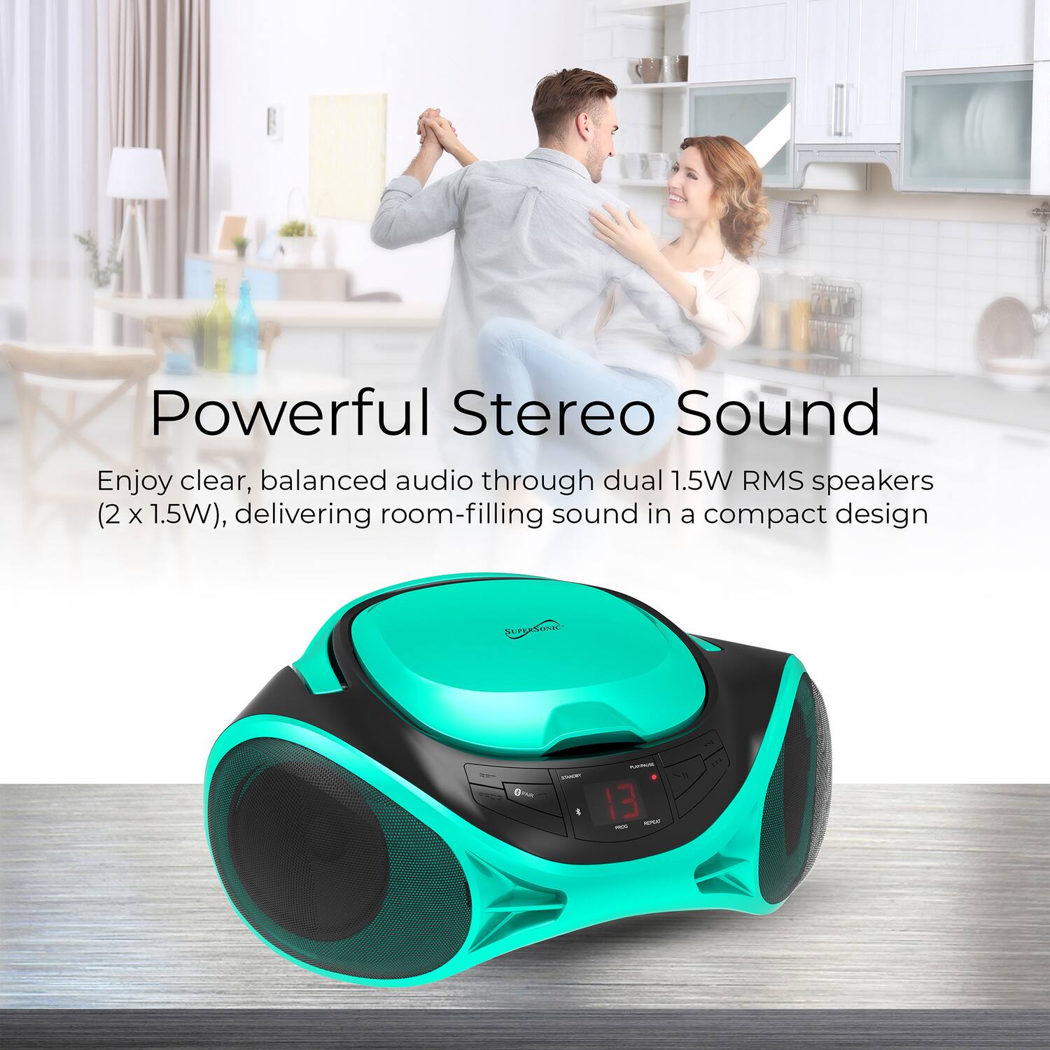 Powerful Stereo Sound

Enjoy clear, balanced audio through dual 1.5W RMS speakers (2 x 1.5W), delivering room-filling sound in a compact design