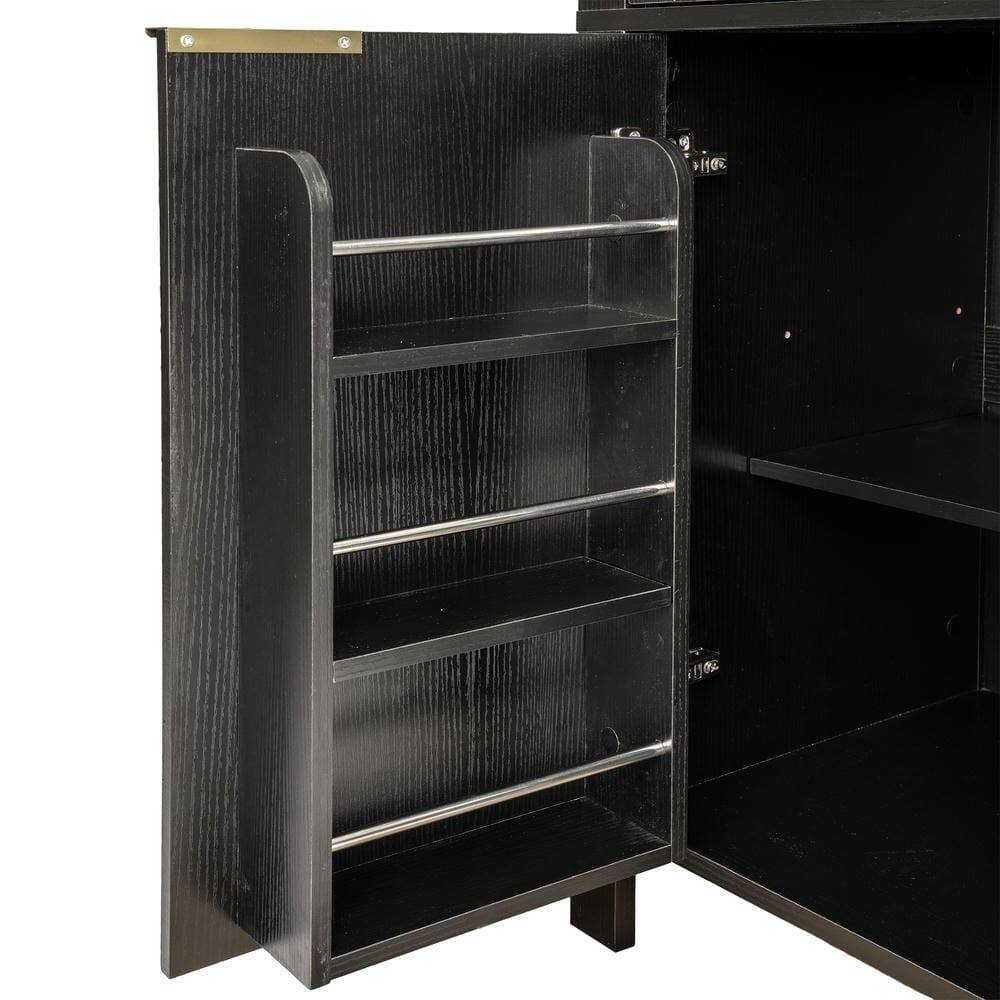 Alt View 10. Kadyn - 71" Fluted Arched Display Cabinet with Hidden Drawer and Glass Door - Black - Black.
