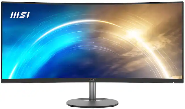Front. MSI - Pro MP341CQ 34" LCD QHD 100Hz 1ms FreeSync Monitor ,Built-in Speakers (DisplayPort, HDMI ) - Matte Black.