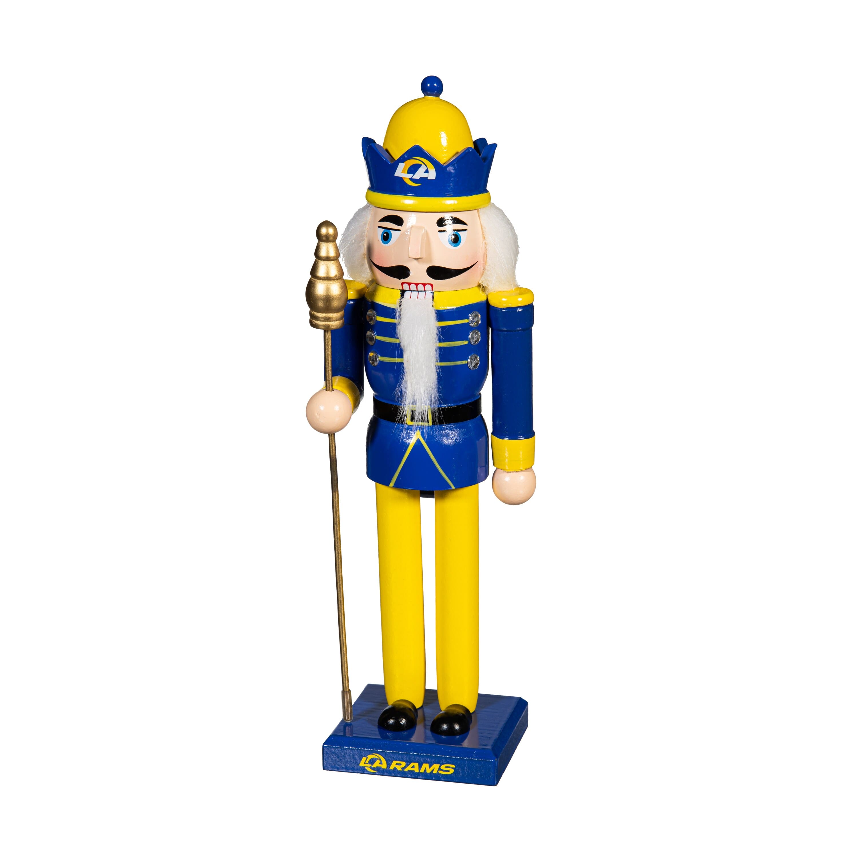 Evergreen Enterprises - Los Angeles Rams 12" Wooden Nutcracker Statue - Multicolor