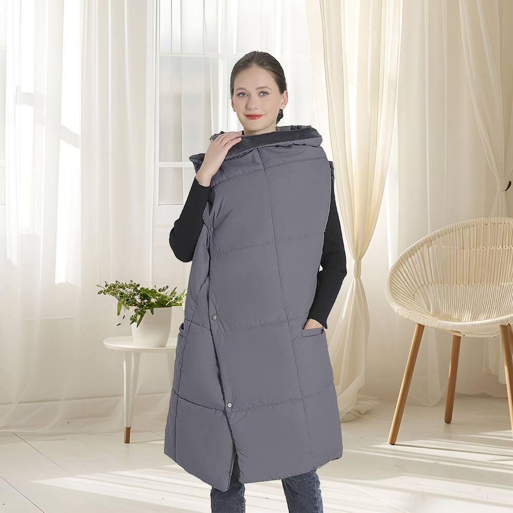 Angle. Loheer - Loheer USB Heated Blanket Electric Heated Poncho with Dual Switch Control - Grey.