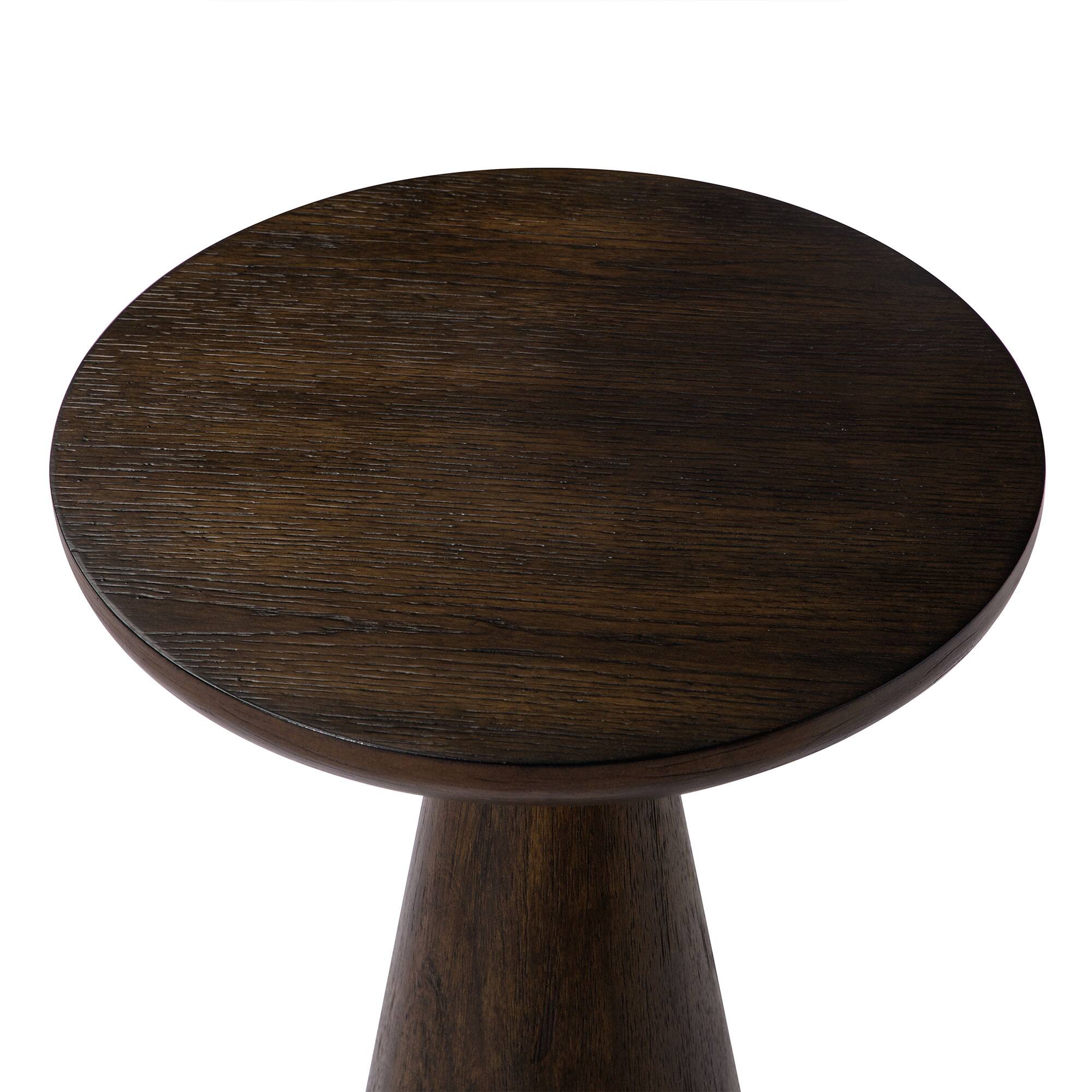 Alt View 1. Maven Lane - Maven Lane Owen Rustic Wooden Drink Table, 12" Round Wood Side Table, Aged Brown - Aged Brown.