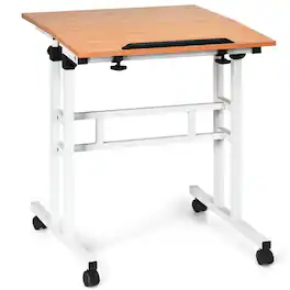 Costway - 2-in-1 Sit to Stand Laptop Desk - White/Natural
