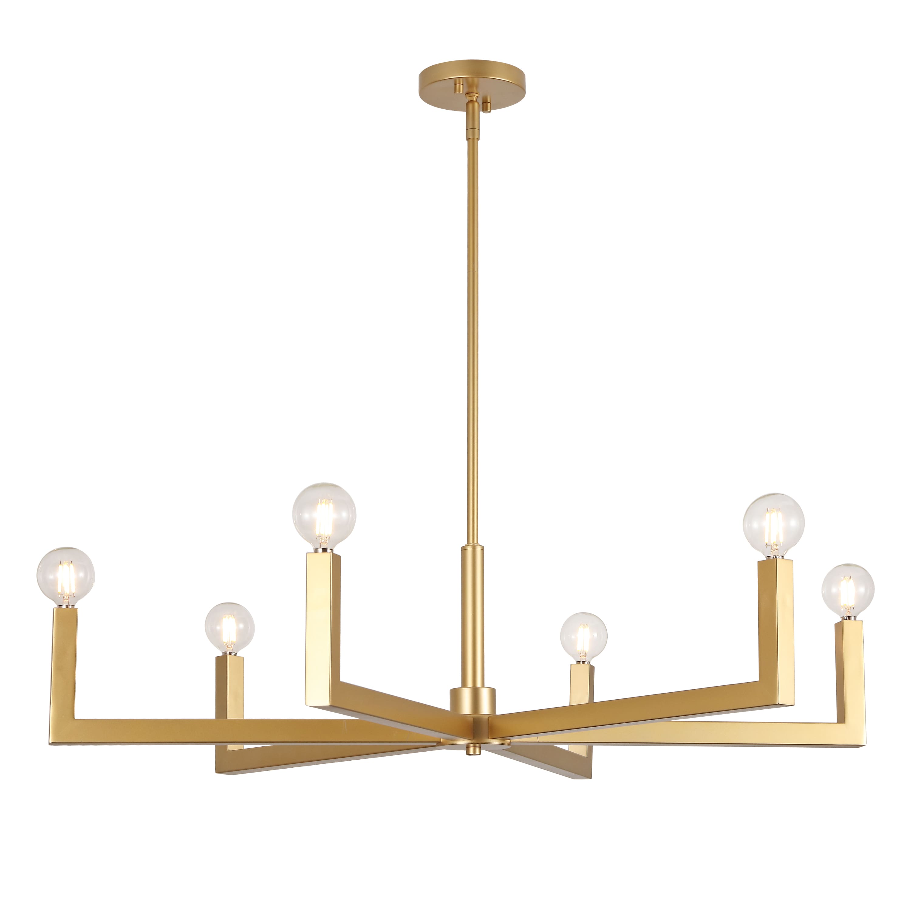 "Jonathan Y - Darcy 35"" 6-Light Adjustable Geometric Architectural Square-Arm Candle-Style Metal LED Chandelier - Gold Painting" price history on PriceWatchPro