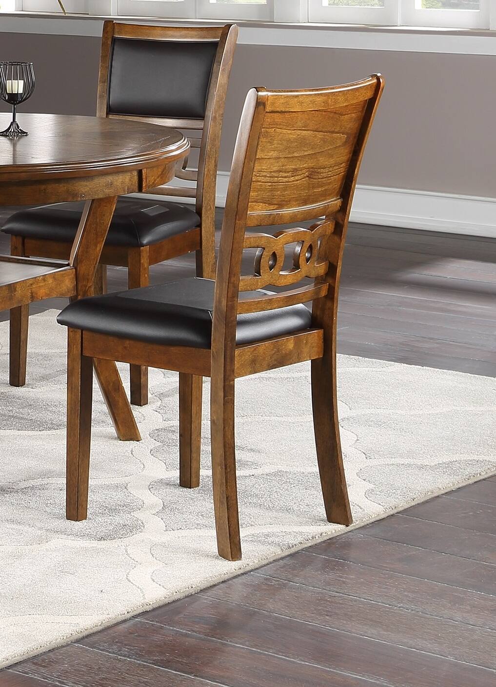 Alt View 1. TinyHomie - Dining Room Furniture Walnut Finish Set of 2 Side Chairs Cushion Seats Unique Back Kitchen Breakfast Chairs - Walnut.