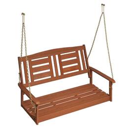 Outdoor Escape - Teak Oil Finished Wood Swing Chair with Chain for Outdoor Relaxation - Light Wood