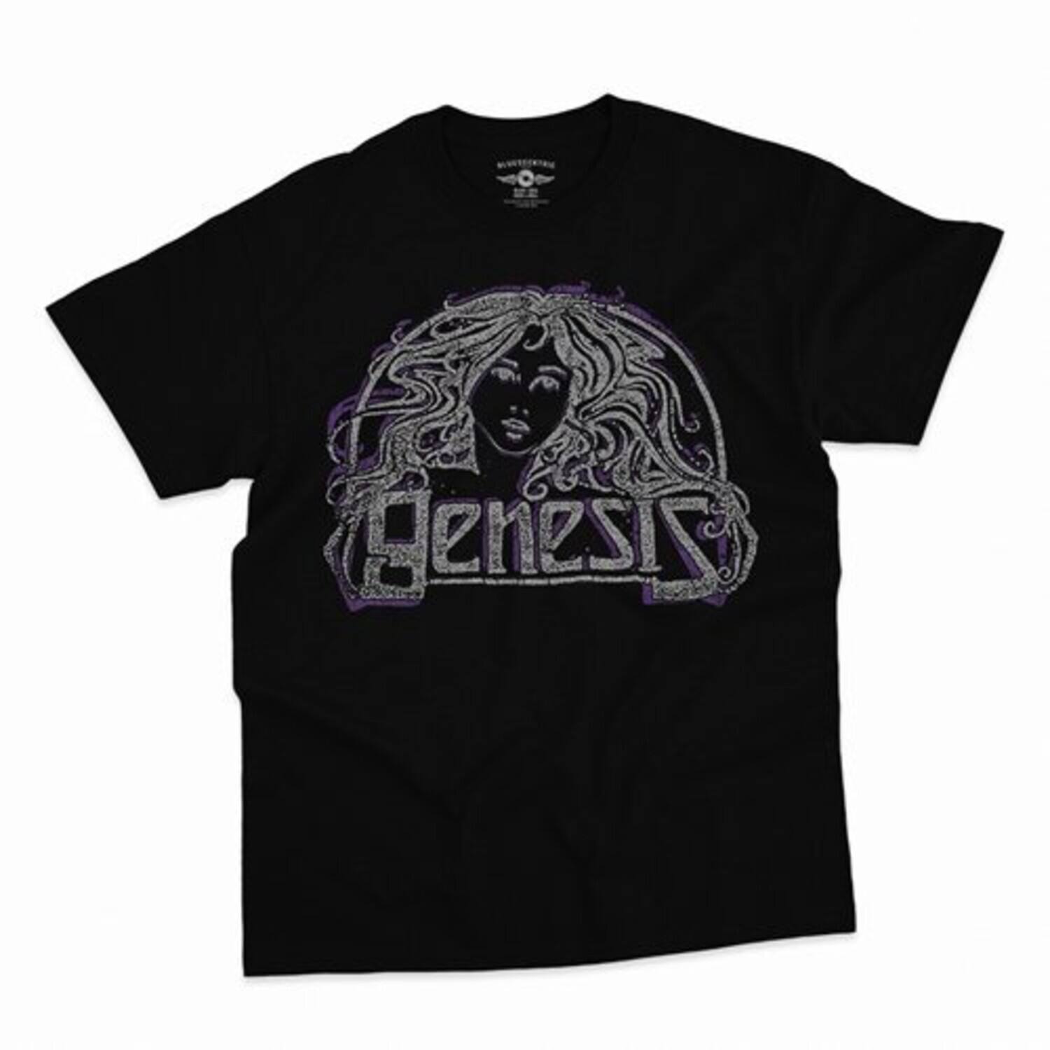 Front. PopMarket - Genesis - Genesis - Hair Logo - Heavy Cotton T-Shirt - XL Black   - APPAREL - Multicolor.