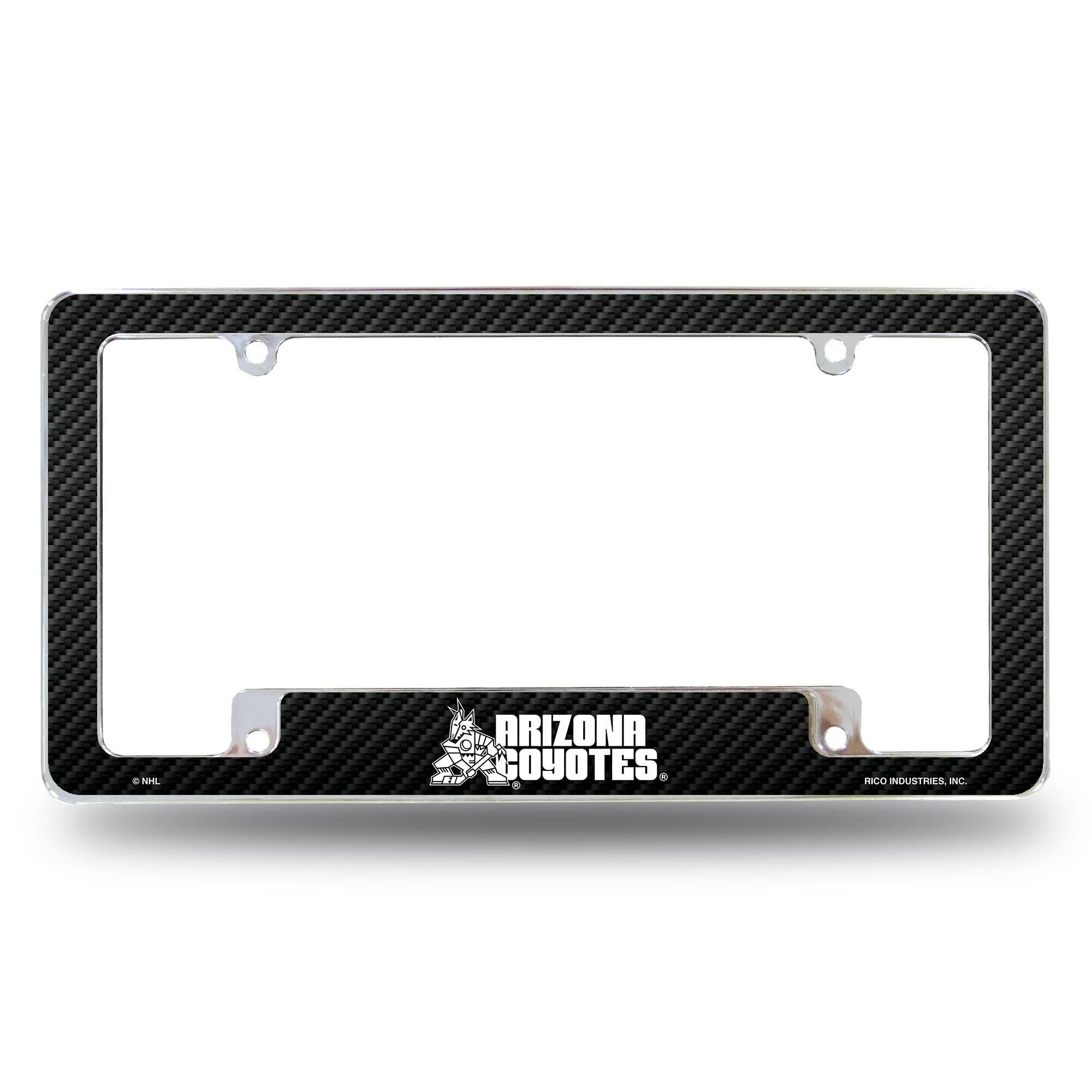 Arizona Coyotes NHL Chrome Metal License Plate Frame with Carbon Fiber Design