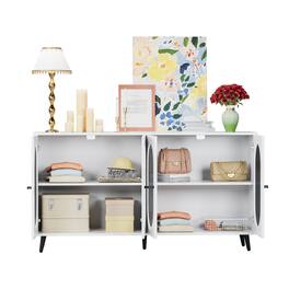 Ecooso - Buffet Cabinet with Storage, 60" Sideboard with 4 Acrylic Doors, Accent Storage Cabinet for Living Room or Hallway - White