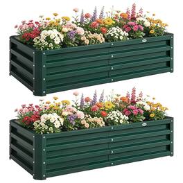 Outsunny - Raised Garden Bed, 4' x 2' x 1' Metal Planter Box, for Growing Vegetables, Flowers, Herbs - Green