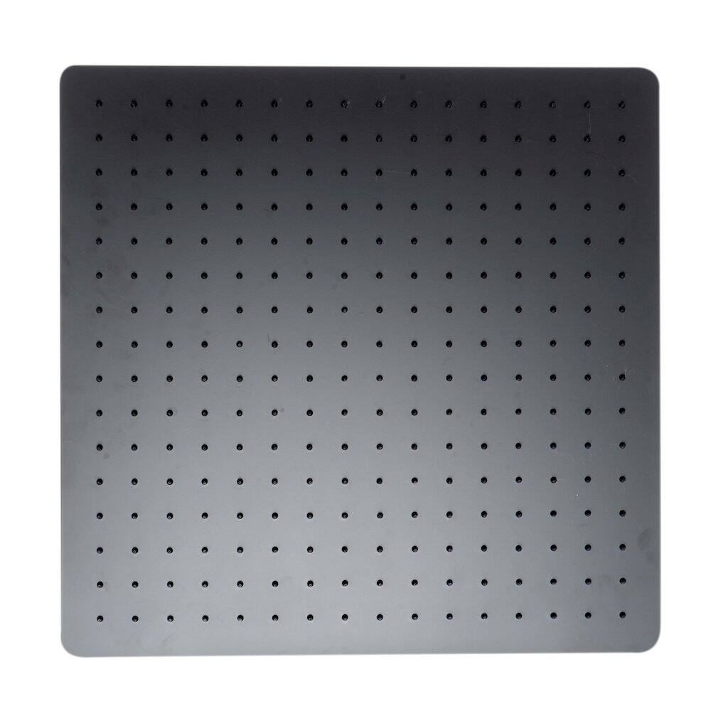 Back. Alfi - Matte Black Stainless Steel 20" Square Ultra-Thin Rain Shower Head - Black.