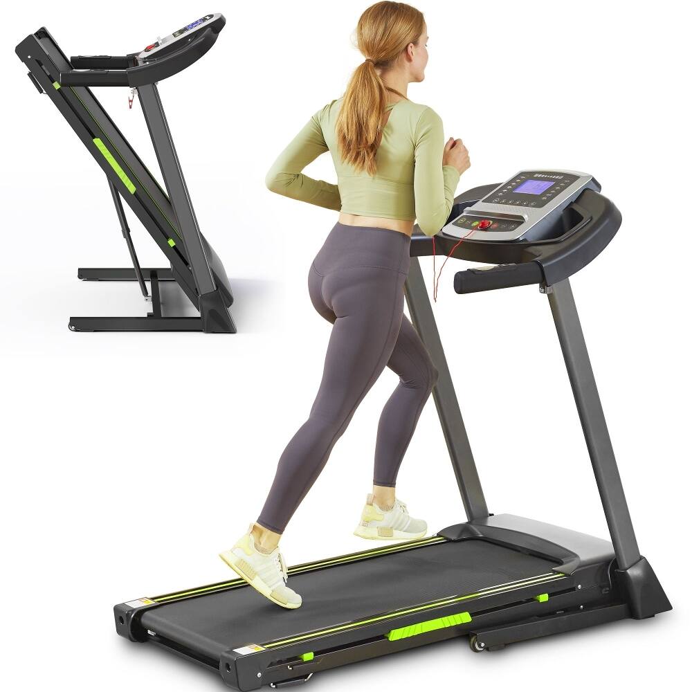 Angle. Loheer - Loheer Folding Treadmill for Home, 3.5HP Quiet Motor, App Control, 400 lb Capacity, Small Treadmill for Small Spaces - Black.
