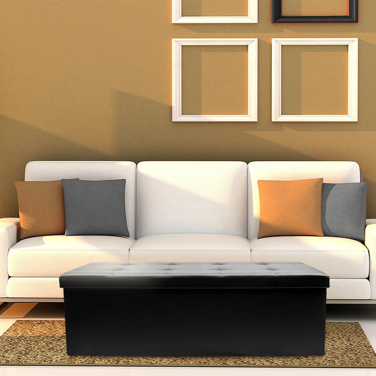 Alt View 1. Sorbus - Sorbus Folding Storage Ottoman Bench Chest, Leather Ottoman with Storage- 43 inch Long Hold up 700lbs - Black.