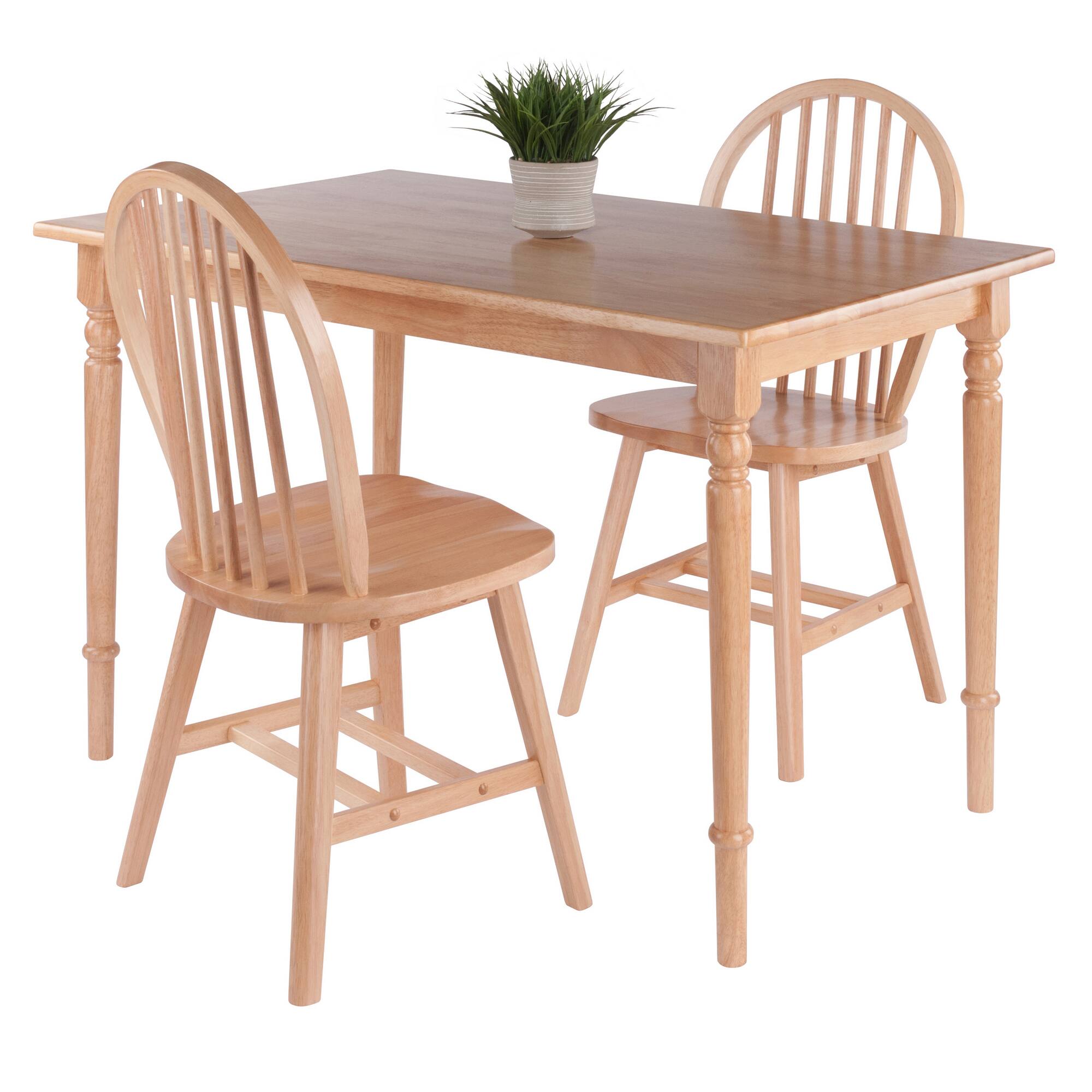 Alt View 1. Winsome Wood - Ravenna 3-Pc Dining Table with Windsor Chairs - Natural.