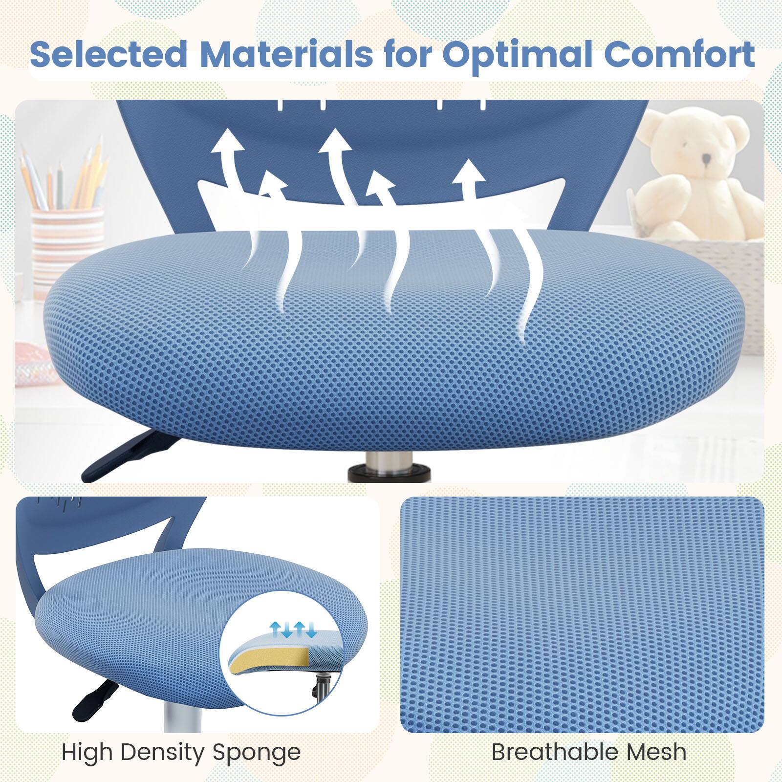 Selected Materials for Optimal Comfort: High Density Sponge and Breathable Mesh.