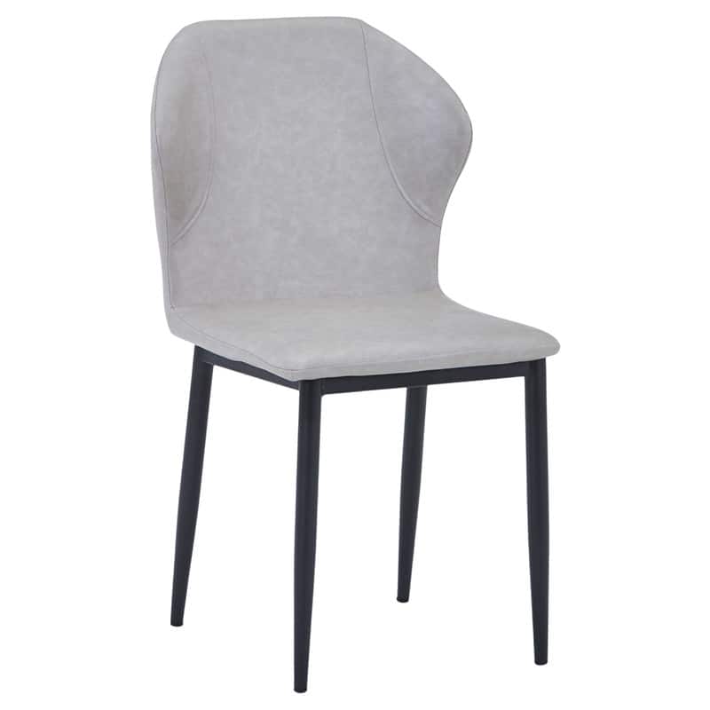 LeisureMod - Mosaic Modern Fabric Upholstered Side Dining Chair with Accent Diamond Stitched Backrest and Metal Legs - Light Gray