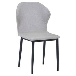 LeisureMod - Mosaic Modern Fabric Upholstered Side Dining Chair with Accent Diamond Stitched Backrest and Metal Legs - Light Gray