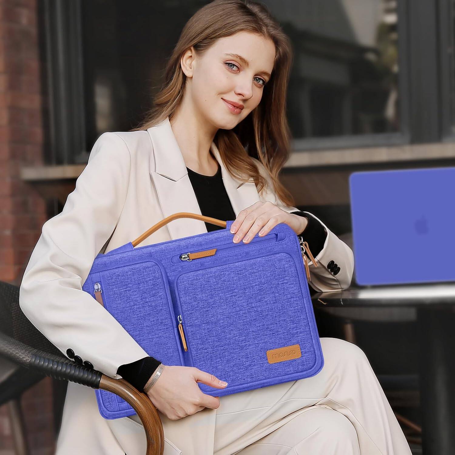 Alt View 2. mosiso - 360 Protective Laptop Handbag Sleeve 13-13.3 inch for MacBook Air/Pro 13 / Pro 14 HP Dell Acer ASUS - Royal Blue.