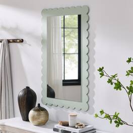 Emmeline Scalloped Rectangle Wall Mirror by Modway - Sage