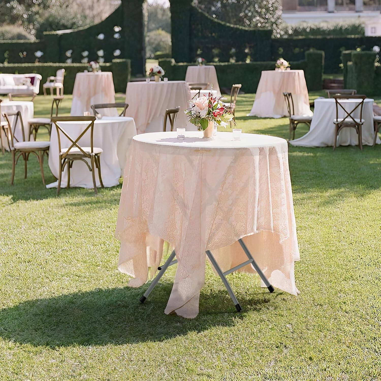 Alt View 7. Winado - 32in Round Folding Commercial Banquet Table Portable Plastic Coffee Card Dining Table for In/Outdoor Party Wedding Event - White-31" H.