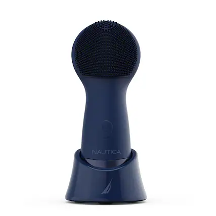 Front. Nautica - Nautica Sonic PC130 Facial Cleansing Brush Made with Soft Silicone, Waterproof, Rechargeable Vibrating Face Scrub Brush - Navy.
