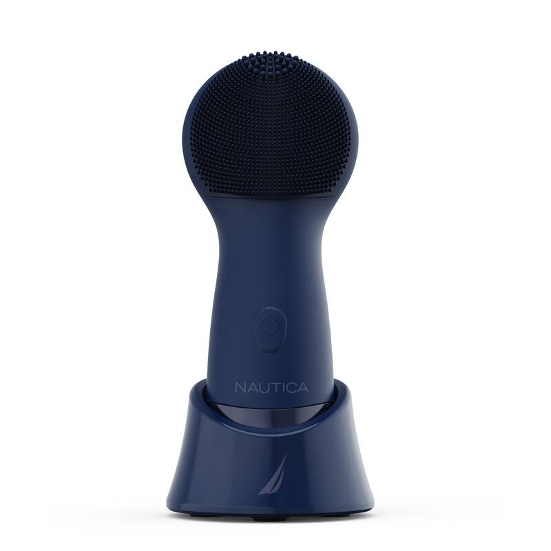 Front. Nautica - Nautica Sonic PC130 Facial Cleansing Brush Made with Soft Silicone, Waterproof, Rechargeable Vibrating Face Scrub Brush - Navy.