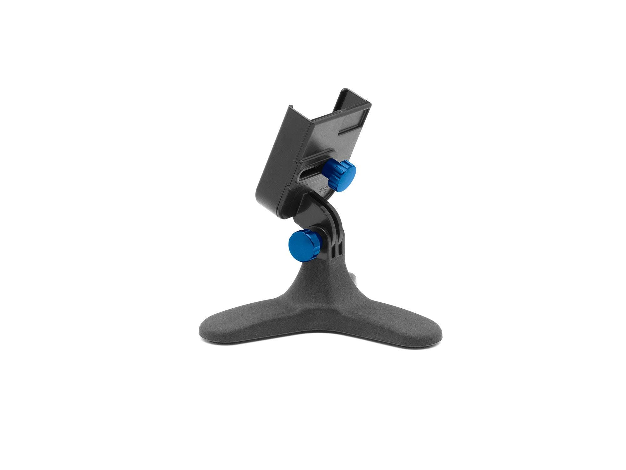 WeatherTech- DeskFone | Adjustable & Secure Fit Universal Desktop Cell Phone Holder– Black Body– Royal Blue Metal Knobs- Black/Royal Blue Metal