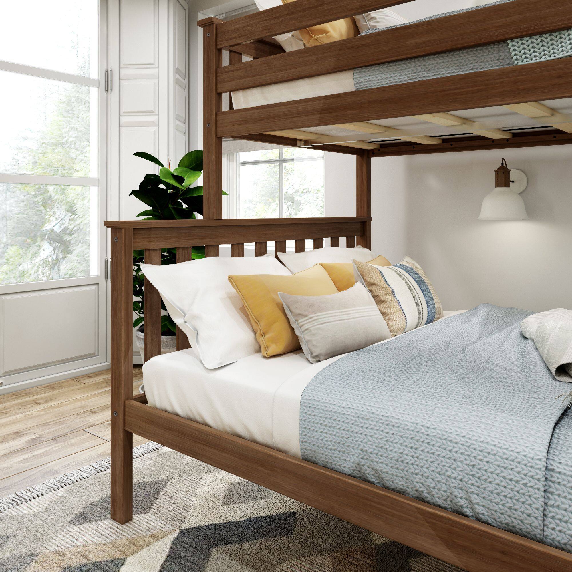Alt View 1. Plank+Beam - Classic Twin over Full Bunk Bed, Walnut - Walnut.